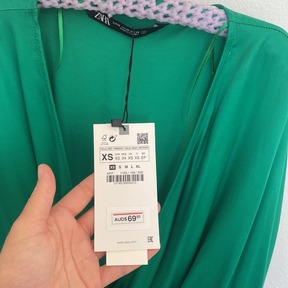 Zara satin wrap dress green sXS - Picture 5 of 5